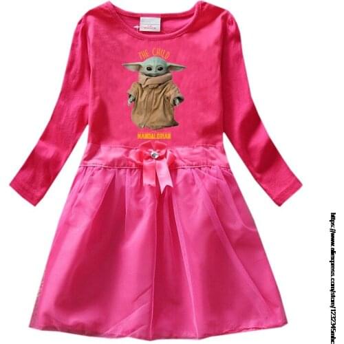 Girls dress long sleeve childrens clothing autumn spring new Mandalorian Baby Yoda girl dresses birthday gift
