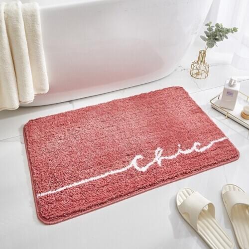 Simple Drawing Print Flocking Bathroom Mat Rectangle Durable Anti-Skid Bath Rug Living Room Hallway Decor Soft Floor Carpet Gift