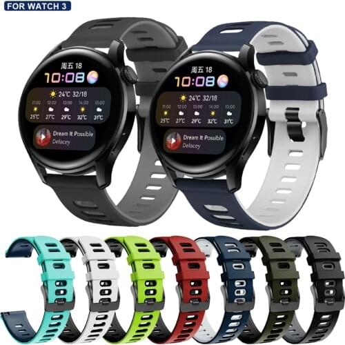 22mm Silicone Band Strap for Huawei Watch 3/ 3 Pro Sport Rubber Bracelet Accessories Strap for Huawei Watch 3 46mm 3 Pro 48mm
