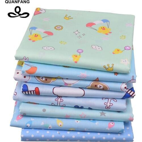 QUANFANG Cartoon Series Print Twill Cotton Fabric For DIY Quilting Sewing Tissue Of Baby&Child Pillow Material,Half Meter
