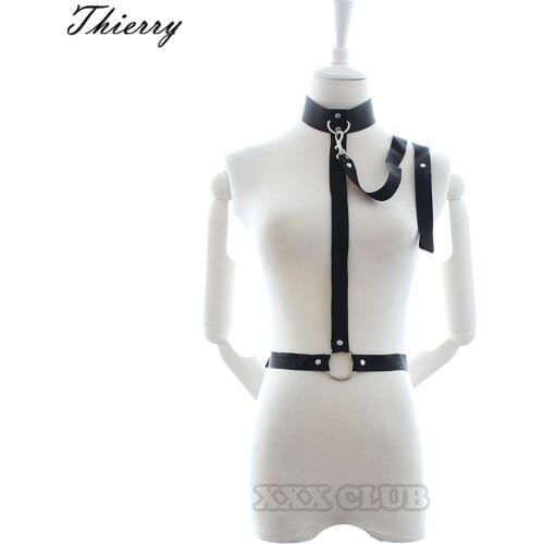 Thierry Game Erotic Bondage Restraints Sex Collar And Leash wrist cuff Fetish Slave Harness Women Romance Sex Toys For Couples