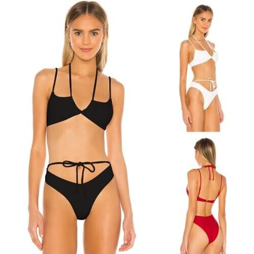 Sexy Bandeau Push Up Bikini Set Brazilian Swimwear Women Cut Out Swimsuit Padded Spaghetti Strap Bathing Suits Female Biquini
