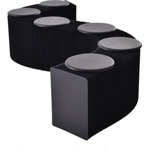 Modern Stool Folding Bench-Fashion Paper Design with 6 Leather Pads Long Seat Bench For Patio&Home Decor Portable Stool Chair