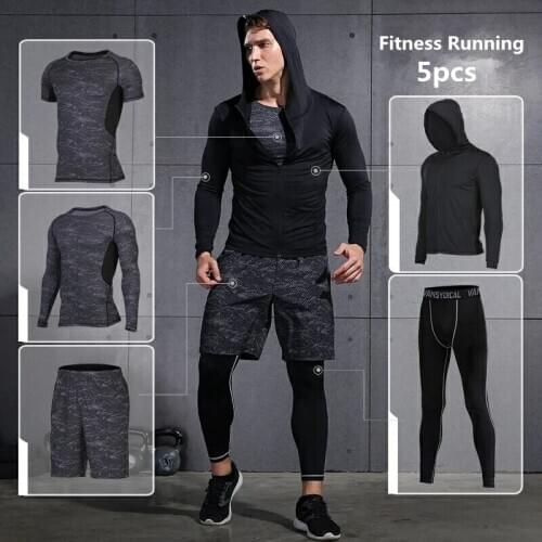 Vansydical Mens Tracksuit Sports Suits Gym Running Suit Fitness Running Sets Compression Tights Workout Sportswear Jogging Suit