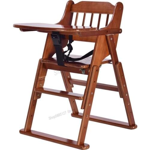 Baby Dining Chair Solid Wood Folding Portable Adjustable File Childrens Dining Table And Chair Multi-function Hotel Baby Eating