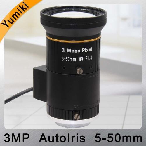 Yumiki HD 3.0Megapixel Auto F1.4 Iris 5-50mm Varifocal IR CCTV Lens CS For Bank Supermarket Road monitoring