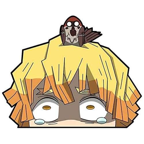 EARLFAMILY 5.1'' for Demon Slayer Peeker Funny Car Stickers Auto Vinyl Car Decals Windshield Windows Anime Sticker 15*15cm