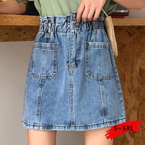 Womens elastic waist skirts womens plus size mini denim skirts summer blue skirts for teen girls 5XL A-Line autumn women skirt