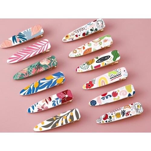 2021 Korean New Trendy Graffiti Colorful Acrylic Waterdrop Hairpins Hair Grips For Women Girls Lovely Hair Accessories