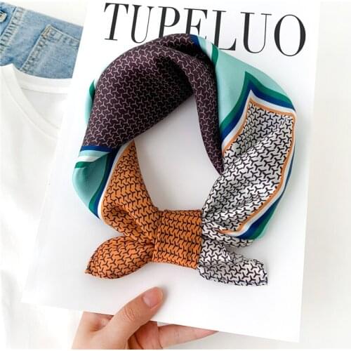 Natural Silk Scarf Women Small Neck Tie Hair Band Scarves Foulard Female Bandana High Quality Neckerchief 2021 Design