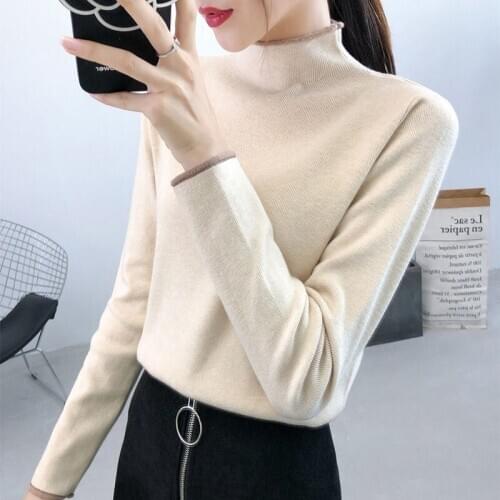 Women Spring Autumn Style Knitted Sweater Pullovers Lady Casual Striped Printed Turtleneck Long Sleeve Pullovers Tops ZZ0039