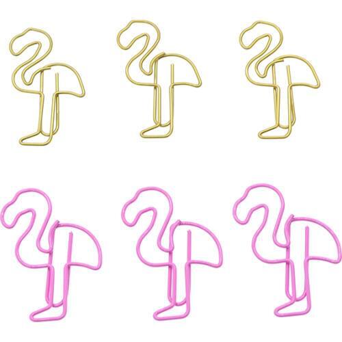 10pcs/Package Beautiful Flamingo Bookmark Creative Metal Shaped Paper Clip Paper Clip Bookmark Stationery School Office Supplies