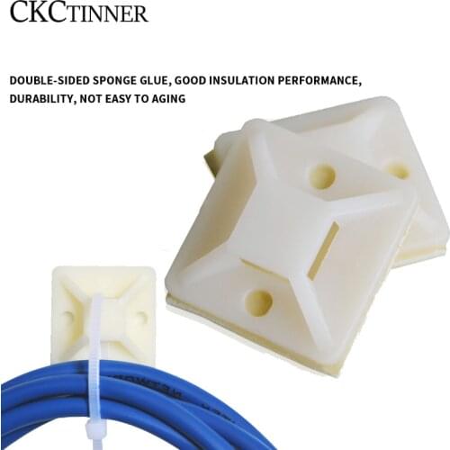 100 pcs White Cable Base Mounts Self Adhesive Cable Wire Zip Tie Mounts Bases Wall Holder Fixing Seat B Series