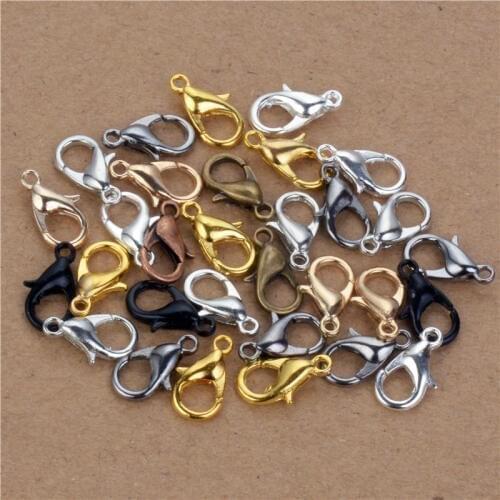 12x6mm 50pcs/lot Jewelry Findings Alloy antique bronze/gold/Rhodium lobster clasp Hooks for necklace&bracelet chain