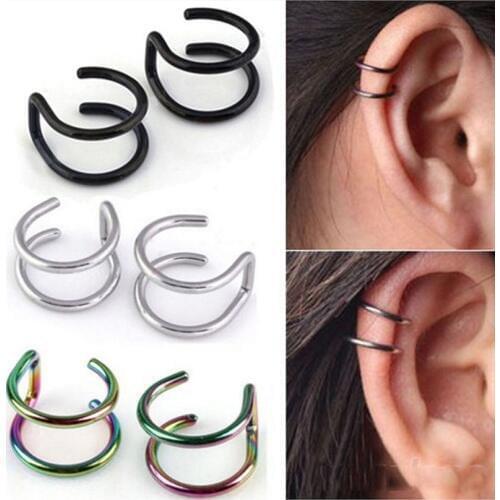 2Pcs Fashion Punk Ear Clip Cuff Wrap Earrings For Women Clip-on Earrings Non-piercing Ear Cuff Eardrop Body Jewelry free ship