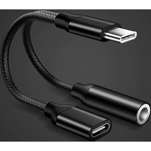 Type C to 3.5mm Charge Audio Adapter 2 In 1 USB C Splitter Headphone AUX Audio Cable for Xiaomi 6 8 Mix 2s Huawei Mate10 P20 pro