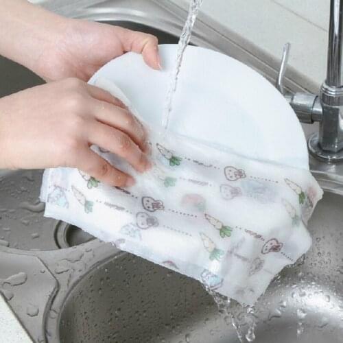 80pcs/roll Disposable Kitchen Paper Towels Dishcloth Household Cleaning Wipe Cloth Dish Rags LX0D