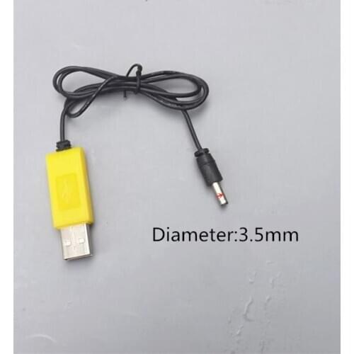 Free Shipping 3.5mm 2.5mm Round Head Toy charger Cable USB charger for 3.7V Battery flashlight torch lamp