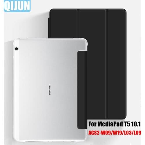 Tablet case for Huawei MediaPad T5 10.1" Leather Smart Sleep wake funda Trifold Stand Solid cover capa for AGS2-W09/W19/L03/L09
