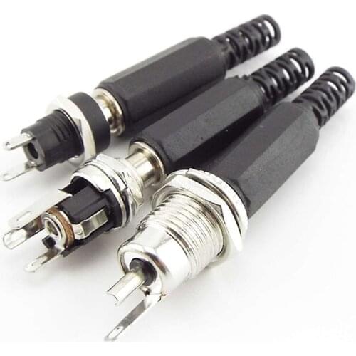 DC Female Male Power Supply Charging Port Panel Mount Terminal Connector Socket Adapter Threaded Metal 5.5*2.5mm Plug