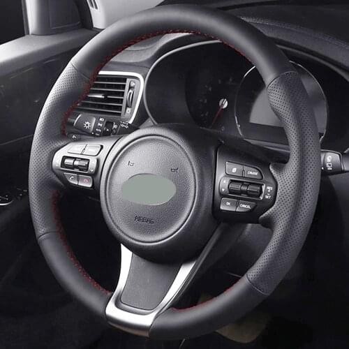 DIY Black Faux Leather Car Steering Wheel Cover For Kia K2/K3 fcrte KX3 Pegas kx cross zhisportage K5 sportage R DIY custom