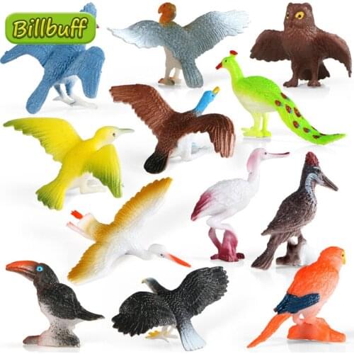 12Pcs DIY Simulation Jungle Animals Birds Plastic Action PVC Model Owl Figures Collection Doll Toy for children Educational Gift