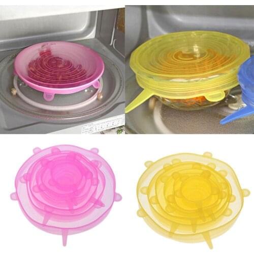 Stretched 6-Piece Universal Cover Silicone Six-Piece Fresh-Keeping Set Microwave Sealed Refrigerator Cover Plastic Wrap M6W0