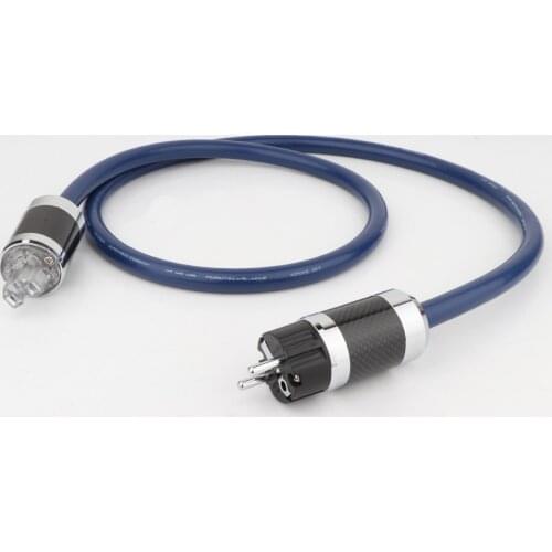 Hi-end OCC Copper AC Power Cable Hifi Audio EU Mains Power Cord Cable Rhodium Plated Carbon Fiber Schuko Plug Cable