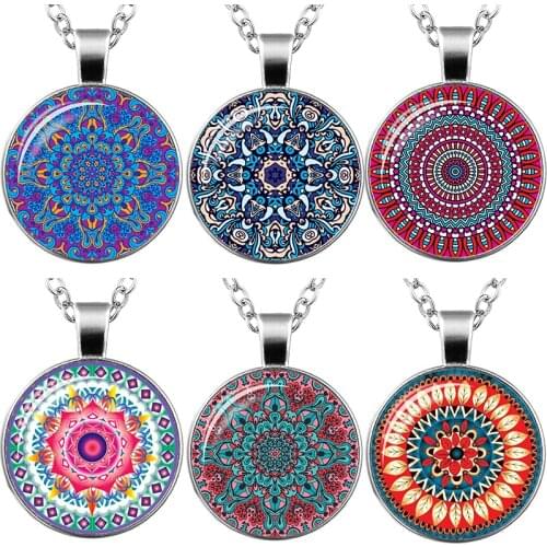 2019 Hot Mandala Flower Time Glass Pendant Necklace Jewelry Send A Couple Gift The Best Jewelry Gift