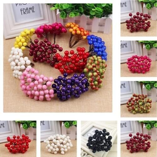 13cm Christmas Holly Berry Cones Leaf Branch Artificial Flower Decor Floral Wreath Xmas Tree Top Decor Ornament DIY Craft