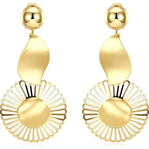 K Jin Gaoshi Earrings Hollow Out Flower Shape Romantic Wind Ma'am Eardrop Yellow Golden Earring Wholesaler Kzce175-a Kzce175