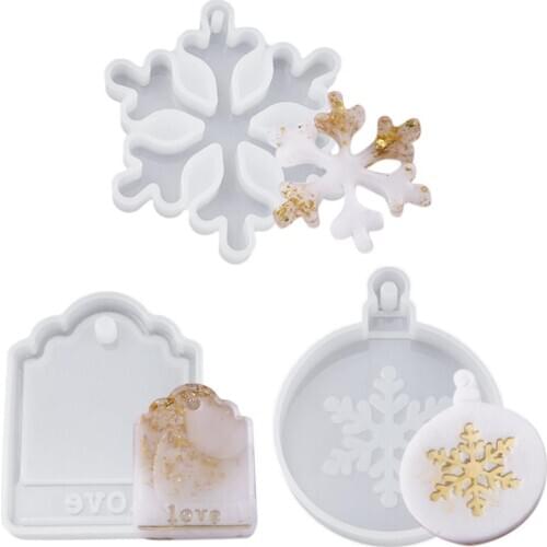 Resin Casting Mold For Bell Pendant Christmas Tree Snow Ball Jewelry Making Tools Crystal Mould XmasOrnament Silicone Molds