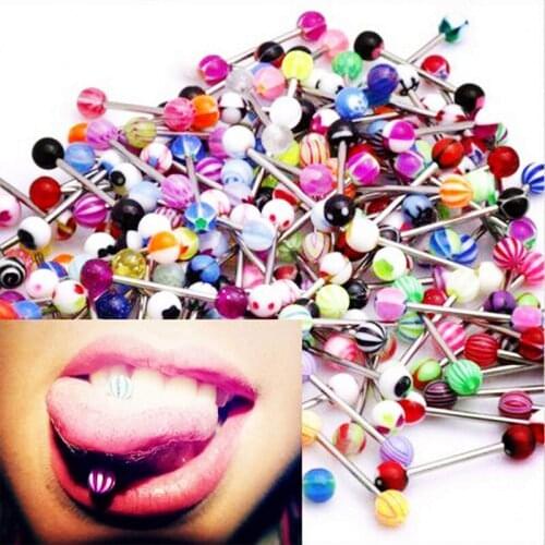 10PCS Mix Color Nipple Ring Fashion 316L Surgical Steel Tongue Rings for Women Bar Barbell Tongue Piercing Body Piercing Jewelry