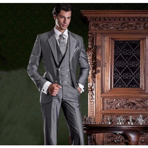 Handsome Groomsmen Notch Lapel Groom Tuxedos Mens Wedding Dress Man Jacket Blazer Prom Dinner (Jacket+Pants+Tie+Vest) A202