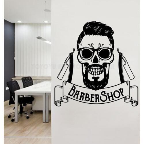 Creative Barber Shop Wall Window Decal Art Man Salon Make Up Store Window Sticker Gentlemens Salon Logo Wall Sticker Y155