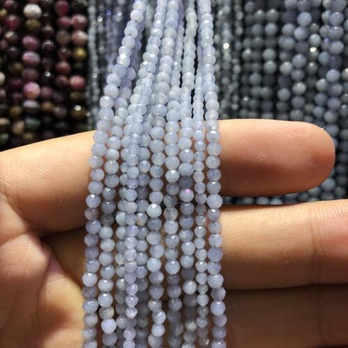 5 strings Lot Natural Blue Angelite Faceted Tiny Small Beads,Natural Beads 2mm 3mm Faceted Round Tiny Spacer Beads,15.5"/str