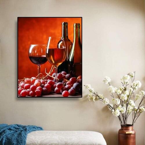 Kitchen Red Wine Canvas Painting Calligraphy Posters and Prints Wall Art Picture for Restaurant Dinning Room Decoration Wall