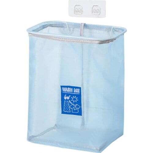 Fashion Laundry Basket Portable Wall Mounted 3 Colors Large Capacity Net Yarn Clothes Storage Baskets Holder for Bathroom