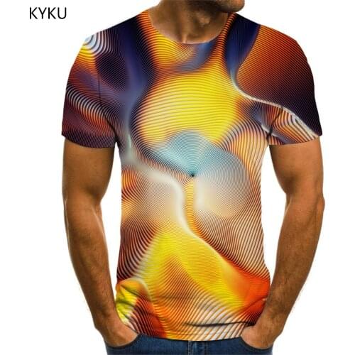 KYKU Dizziness T-shirt Men Abstract Tshirt Printed Colorful Funny T shirts Harajuku Shirt Print Mens Clothing Punk Rock