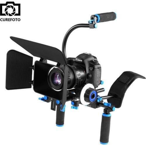 4in1 DSLR Rig Set Movie Kit Filming System Handheld Shoulder Mount Follow Focus Matte Box for Canon Nikon Camera Video Camcorder