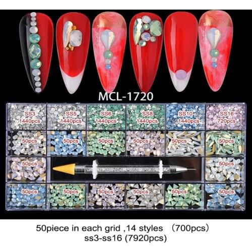 Swarovsky 24 Grid Nail Art Rhinestone Set Multi Shape Crystal Flatback Non Hotfix Glass Diamond Sapphire Fancy Nail Decoration