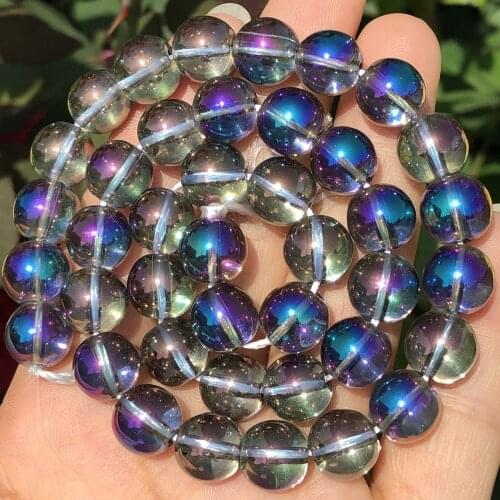Round Blue Multicolour Plated Crystal Glass Beads 6/8/10/12mm Loose Quartz Spacer Beads For Jewelry Making Diy Bracelet Earrings