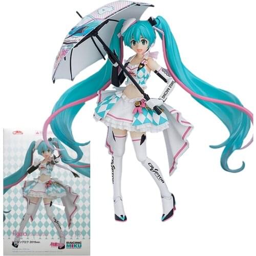 Anime Figurine Hatsune Miku GSC 2019 Umbrella Racing Miku 14CM PVC Action Collection Dolls Decration Model Kids Toys Gifts