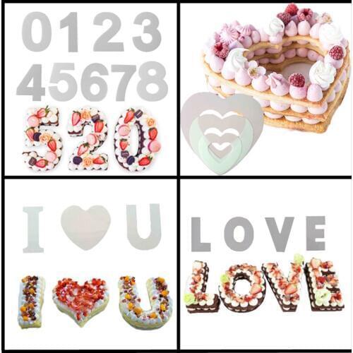 Meibum Various PET Plastic Cake Mold LOVE Heart 0-8 Numbers Birthday Party Cream Mousse Dessert Mould Decorating Pastry Tools