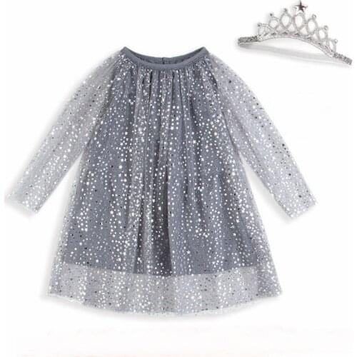 Baby Girl Dress With Crown Princess 1-8 Years Party Girls Tunic Dress Kids Clothing Robe Fille Shiny Children Dress Christmas