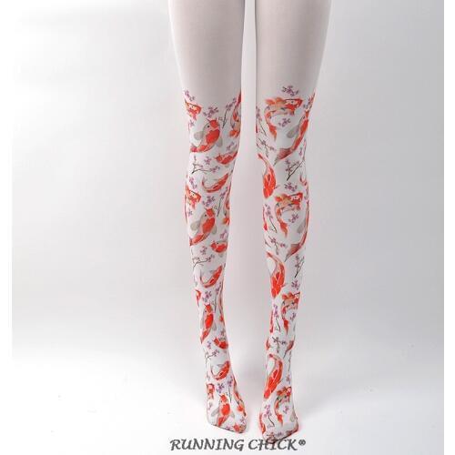 Fake Thigh White Base Catwalk Fashion Splice Rompers Pantyhose