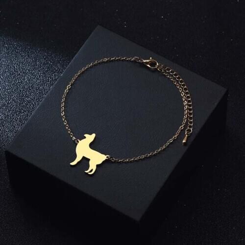QIMING Cute Animal Llama Alpaca Womens Bracelets Gold Chain Dog Charm Bracelet Bangle Vintage Everyday Jewelry