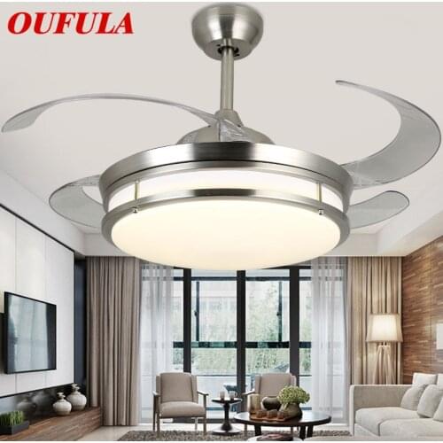 OULALA Modern Ceiling Fan Lights Lamps With Invisible Fan Blade Remote Control Decorative For Home Living Room Bedroom