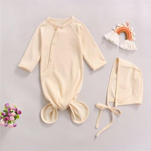 0-6 Months Newborn Sleeping Bag + Hat Fur Ball Decoration Button Minimalist Style Fleabag Baby Boys Girls Sleeping Sack