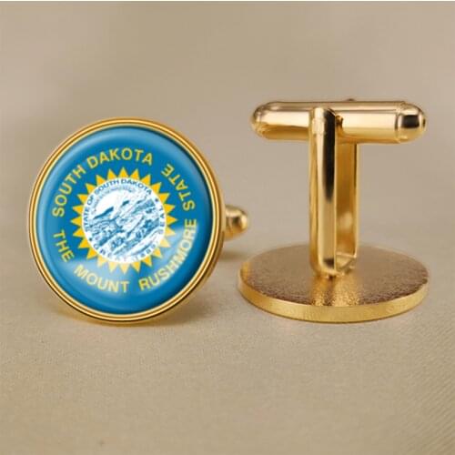 Seal of South Dakota of United States of America Map Flag Cufflinks